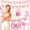 Pink Bow Party Decorations, 47 Pcs Coquette Birthday Party Decorations, Pre-Strung Happy Birthday Banner Bow Garland for Girls Birthday Baby Shower Bridal Shower Bachelorette Party Decor